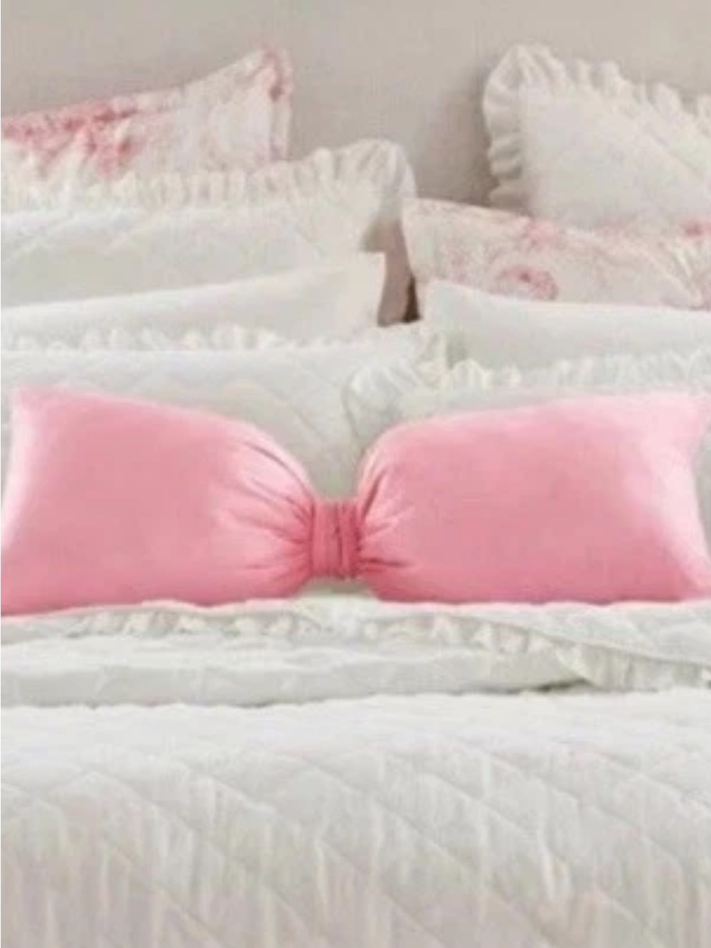 Armoire Collection Pink Bow Accent Pillow NWT | 14" x 30" Oversized Decorative